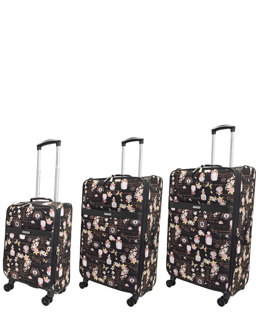 Adrienne Vittadini Paris Perfume Printed Collection 3pc Luggage Set