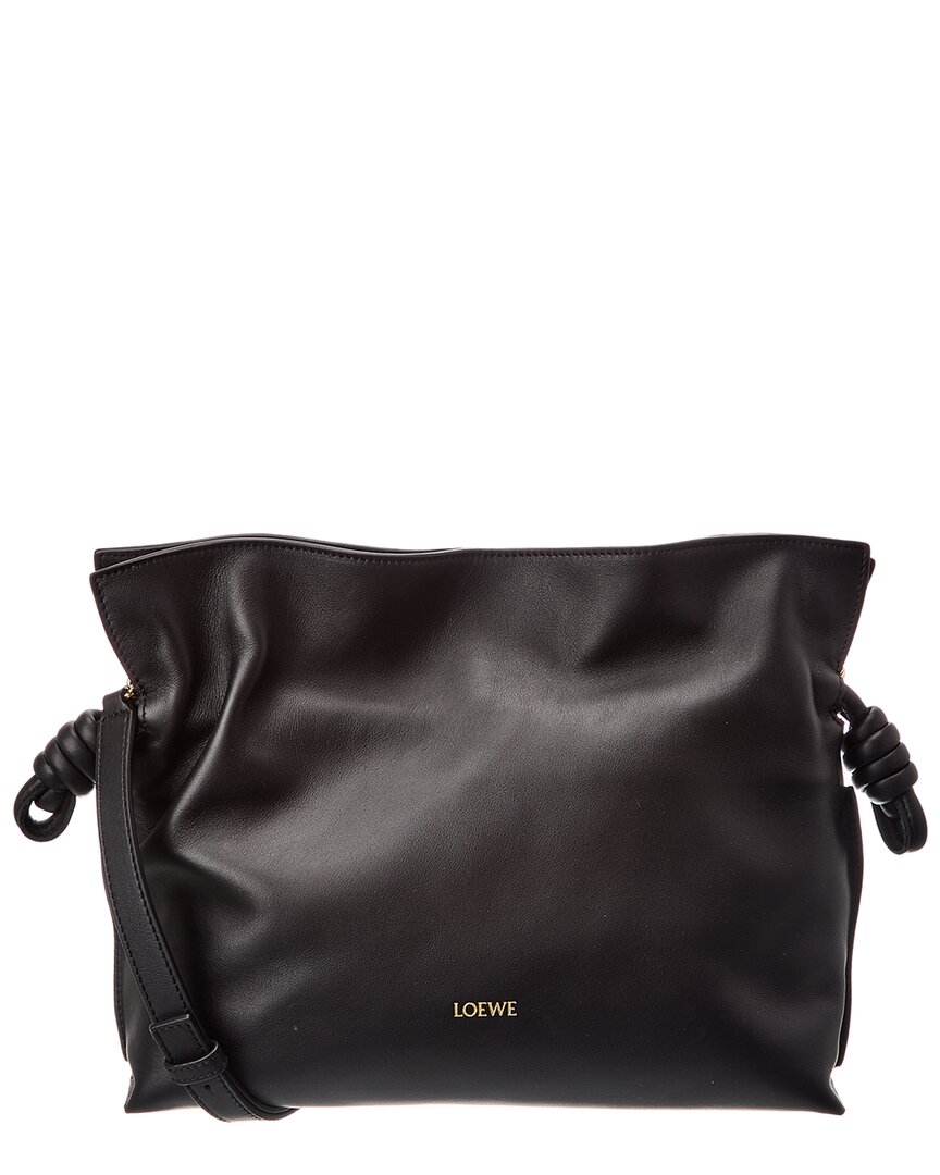 Loewe Flamenco Medium Leather Clutch In Black
