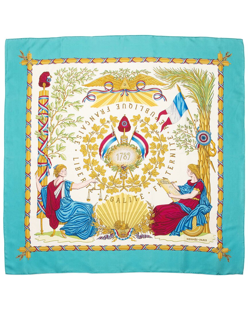 Pre-owned Hermes Hermès Silk 1789 Liberte Egalite Fraternite 90cm Scarf (authentic Pre-loved)