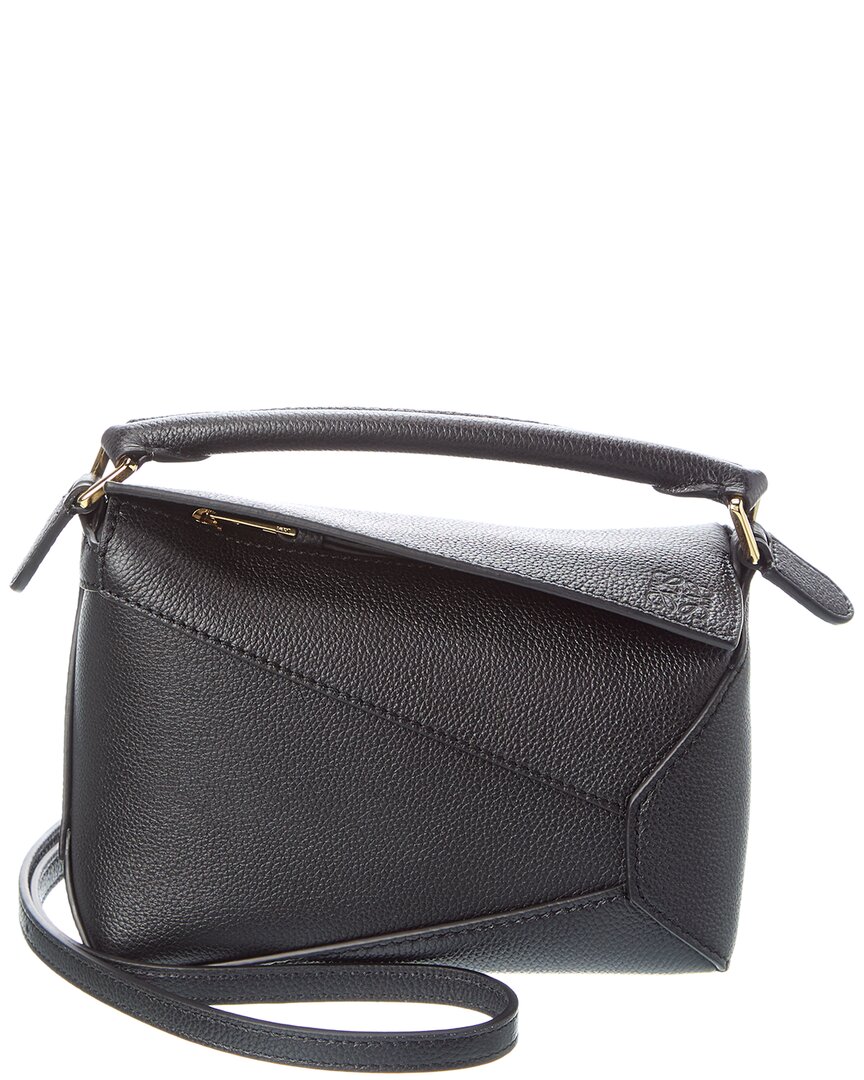 Loewe Puzzle Edge Mini Leather Shoulder Bag In Black