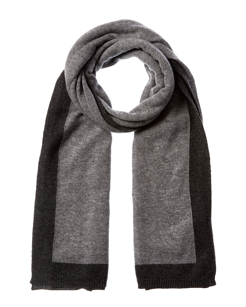 Forte Cashmere Contrast Trim Oversized Cashmere Scarf In Grey