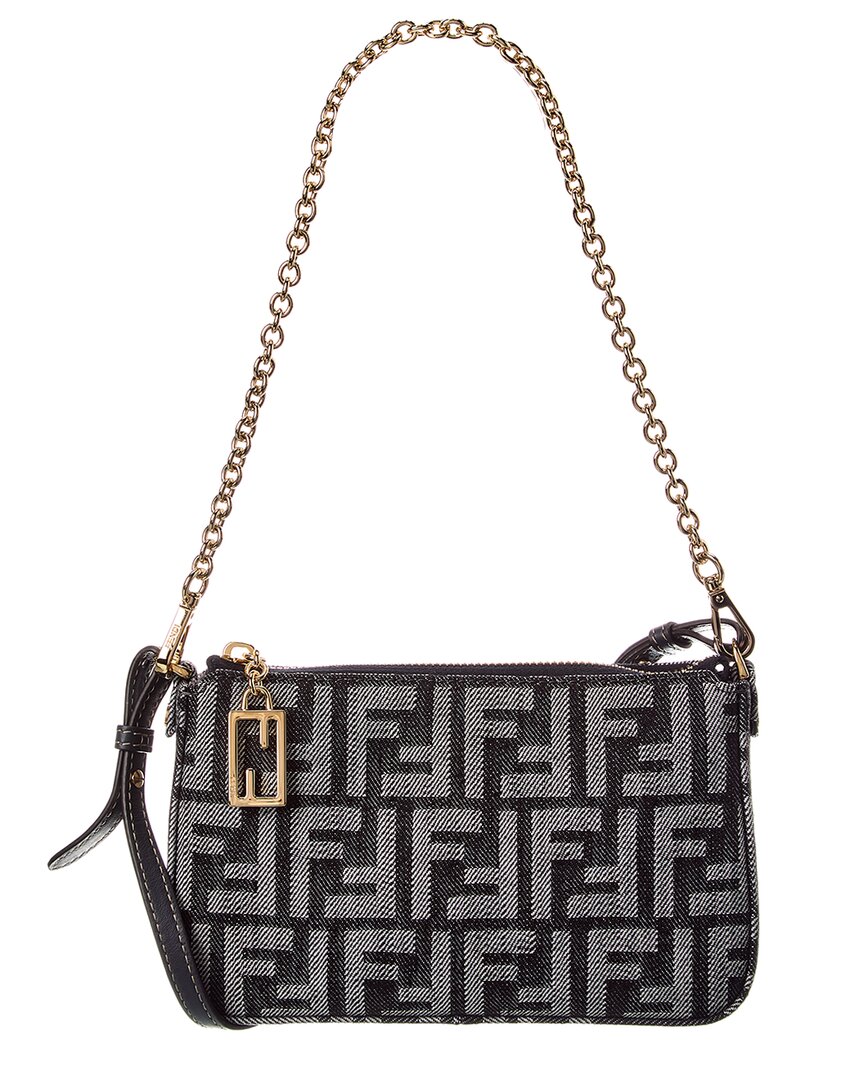 Fendi Baguette Ff Denim Pouch In Pink