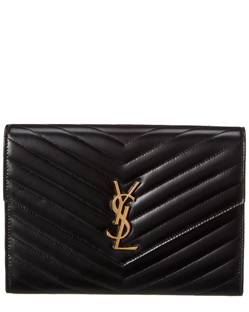 Saint Laurent Cassandre Leather Pouch In Black