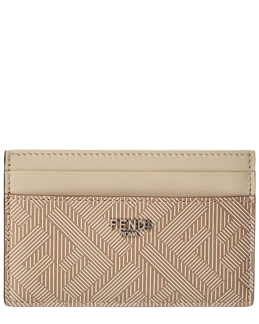 Fendi Shadow Leather Card Holder In Brown