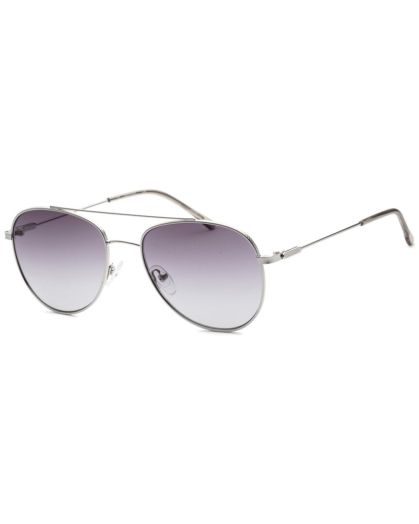 Calvin Klein Grey Gradient Aviator Unisex Sunglasses Ck20120s 045 55 In Grey / Silver