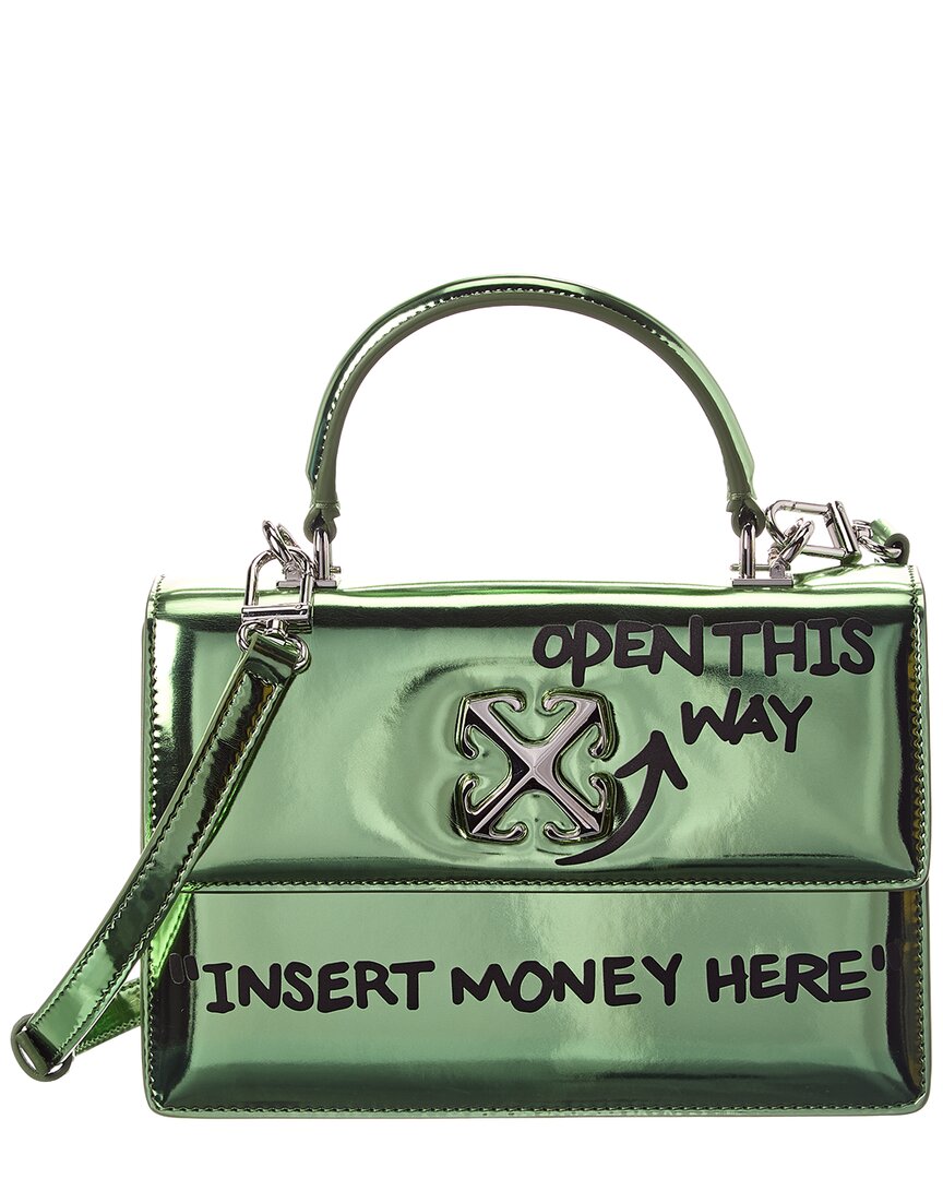 Off-white Leather Shoulder Bag In Green