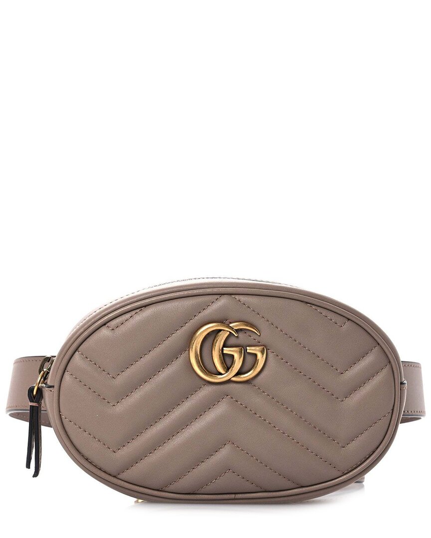 Gucci Porcelain Rose Calfskin Leather Gg Marmont Belt Bag (authentic Pre-  Loved) In Brown