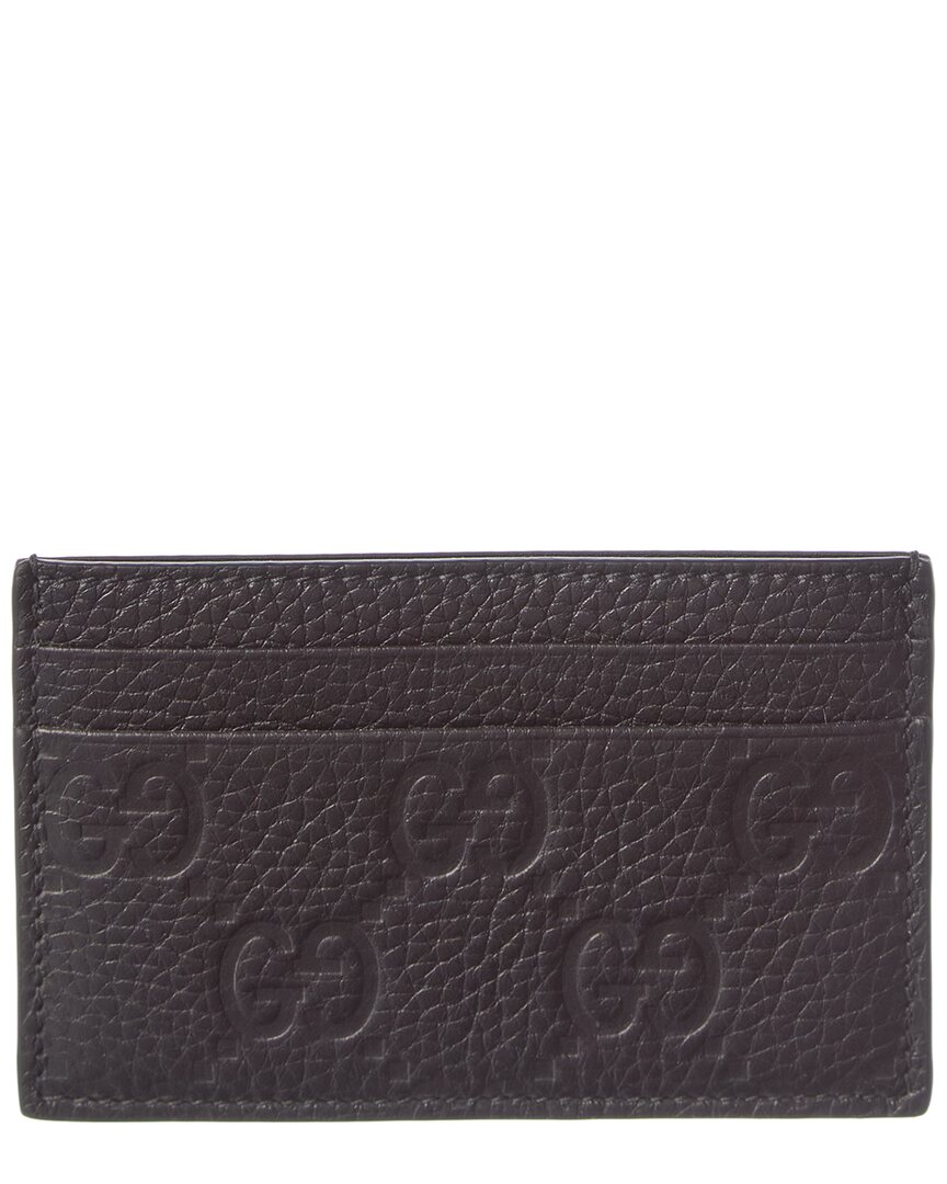 Gucci Imprint Leather Card Case In Black