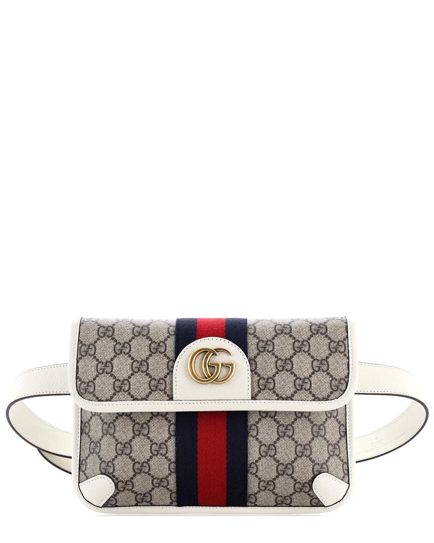 Gucci Brown Gg Coated Canvas Ophidia Flap Belt Bag With (authentic Pre-loved) In Brown