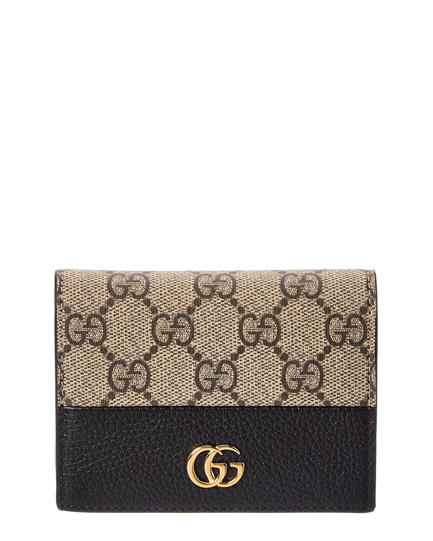 Gucci Zweifarbige Gg Marmont Kartenbrieftasche In Neutral