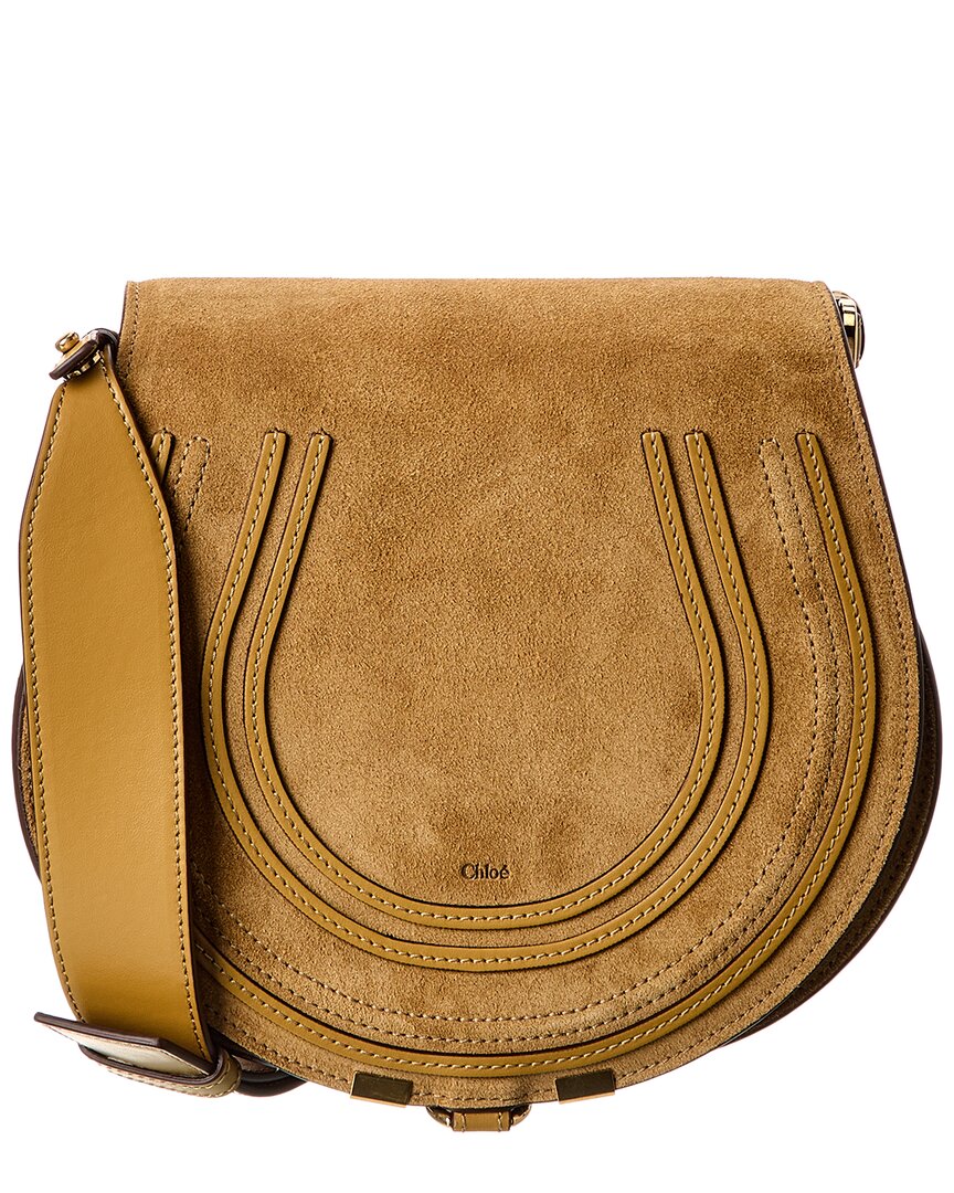 Chloé Marcie Suede Saddle Bag In Brown