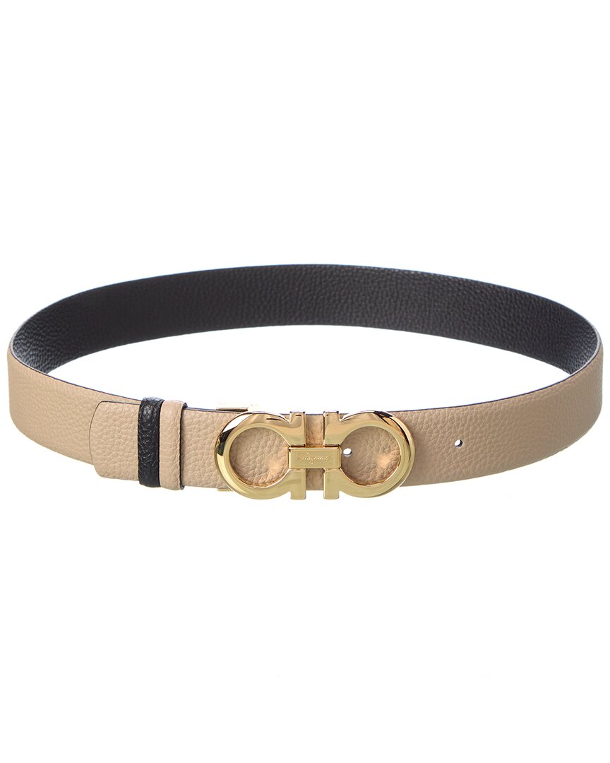 Ferragamo Reversible Gancini Calfskin Leather Belt In Brown