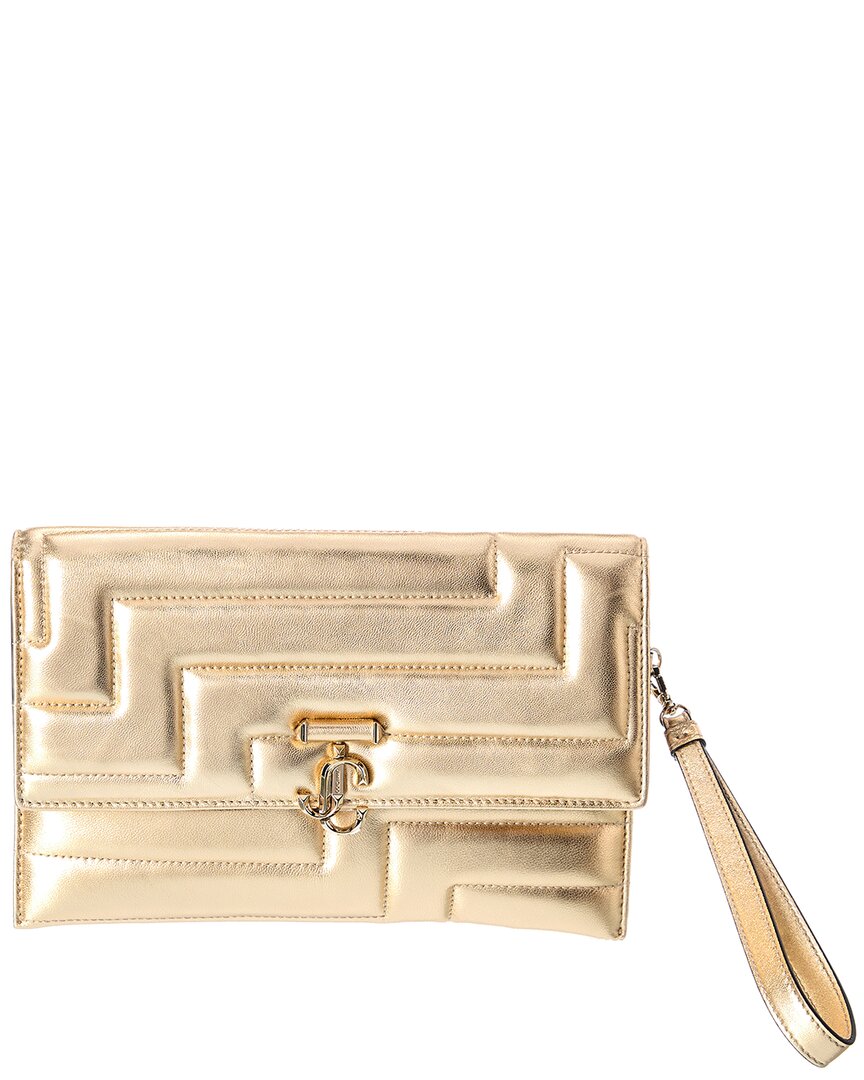 Jimmy Choo Jc Square Envelope Leather Pouch In Gold | ModeSens