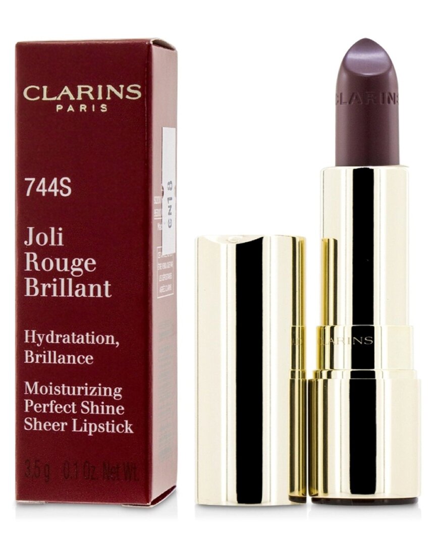 Clarins 0.1oz 744s Plum Joli Rouge Brilliant Perfect Shine Sheer Lipstick