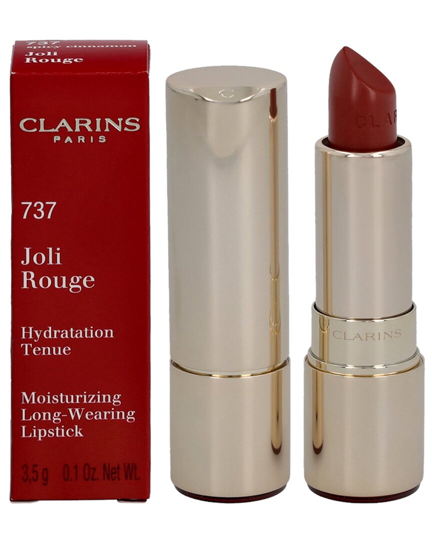 Clarins 0.1oz 737 Spicy Cinnamon Joli Rouge Moisturizing Long Wearing Lipstick In White