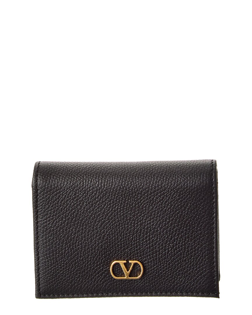Valentino Garavani Valentino Vlogo Signature Leather Card Case In Black