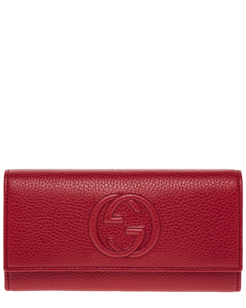 Shop Gucci Soho Leather Continental Wallet In Red