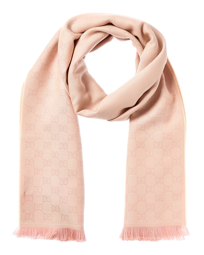 Gucci Gg Wool Scarf In Brown