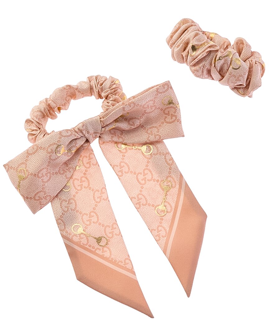 Gucci 2Pc Horsebit Silk Scrunchie, Pink Gucci 2Pc Horsebit Silk Scrunchie – Bluefly main image 3