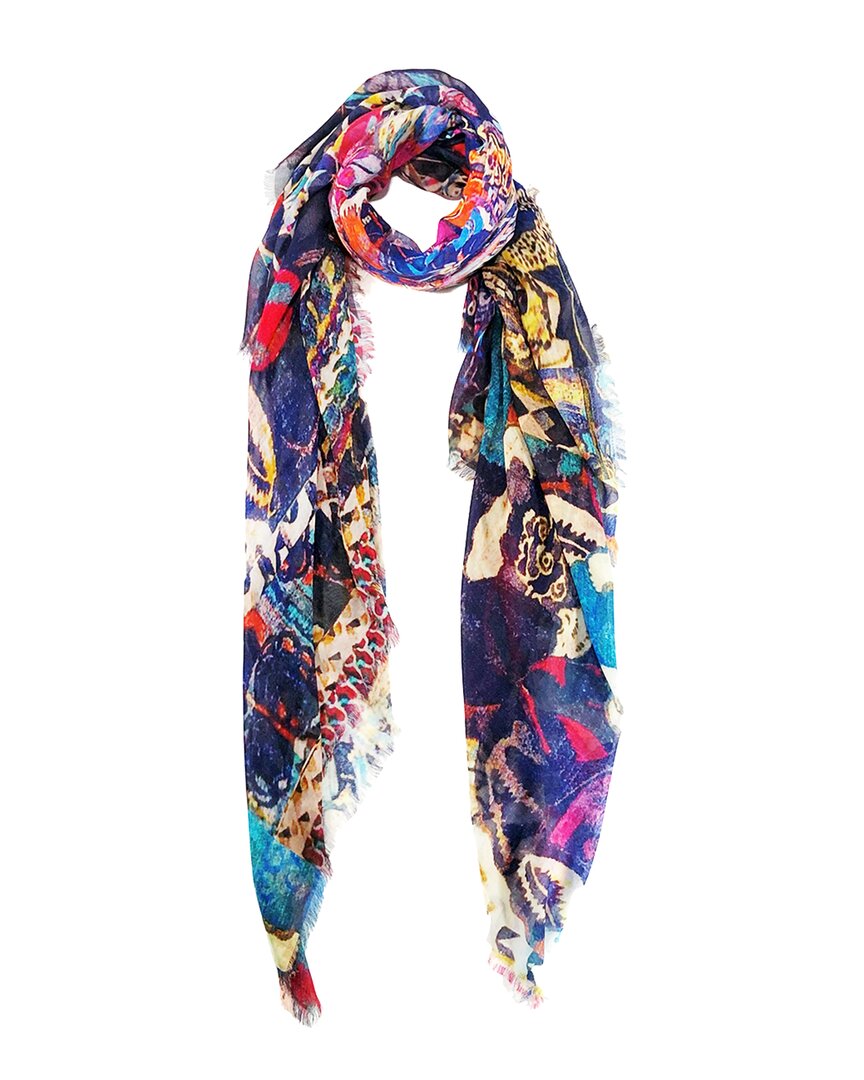 Blue Pacific Silk-blend Vintage Patchwork Scarf