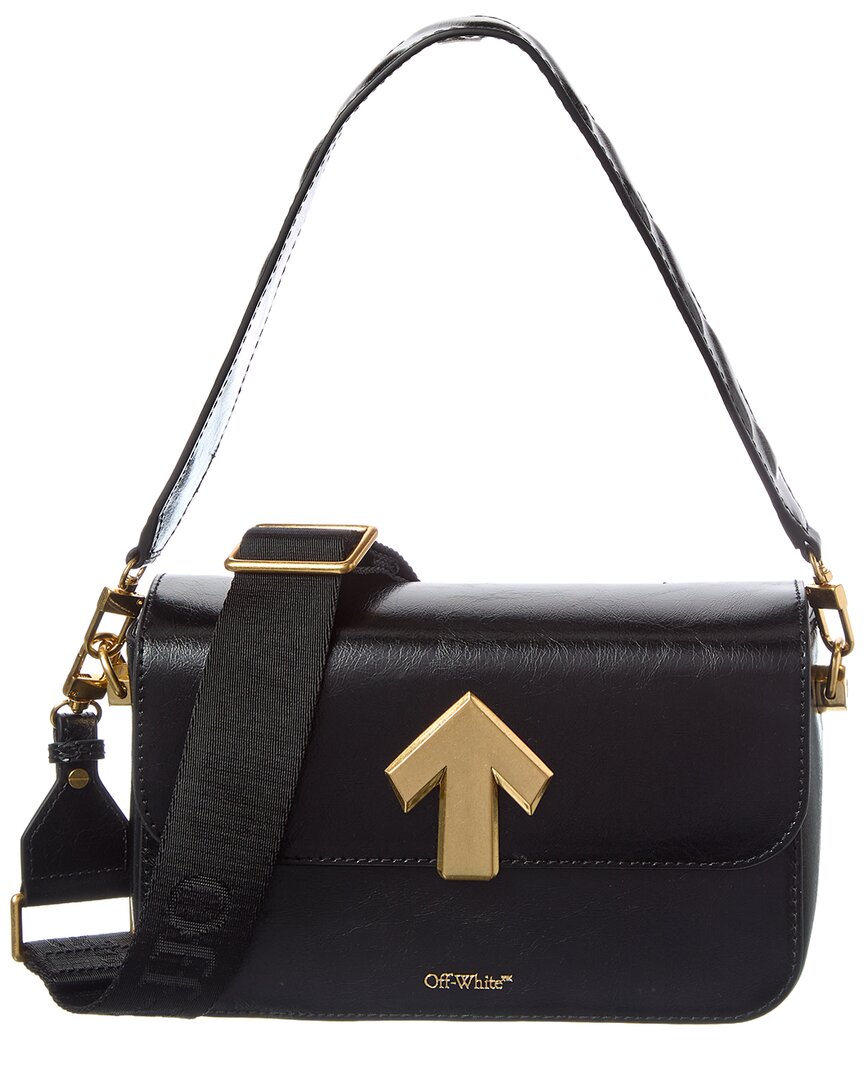 Off-white Binder Medium Leather Clutch In Black