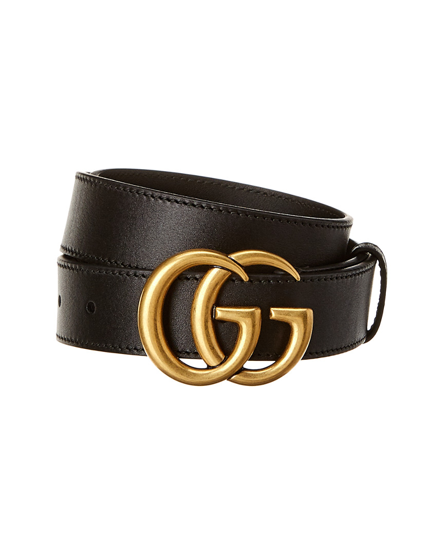 Shop Gucci Interlocking G Buckle Leather Belt In Black