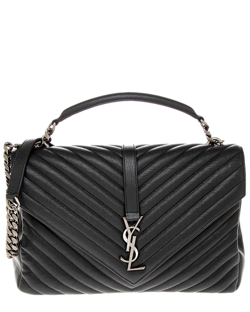 Black College medium YSL quilted leather cross-body bag