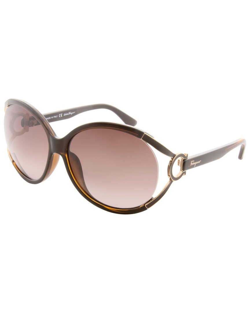 Ferragamo Brown Gradient Round Sunglasses Sf600s 220 61 In Brown