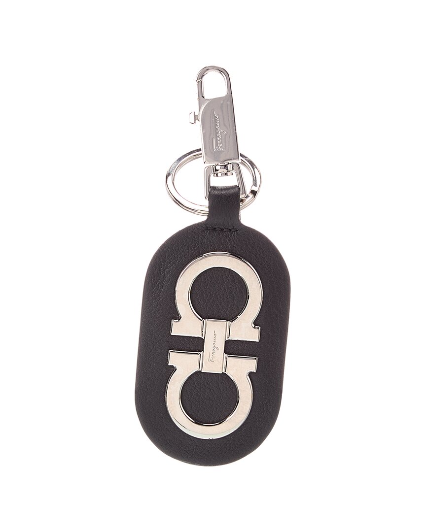 Ferragamo Leather Keychain In Black