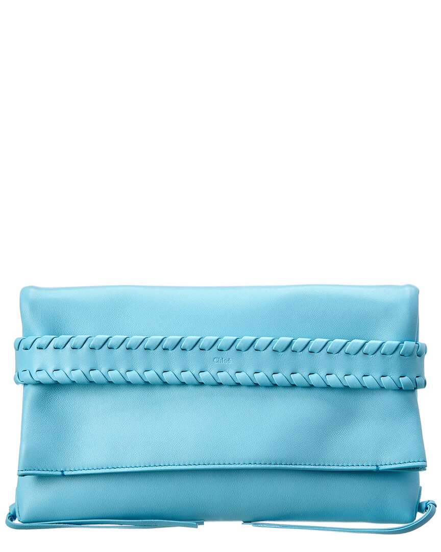 Chloé Mony Whipstitched Clutch Bag In Blue