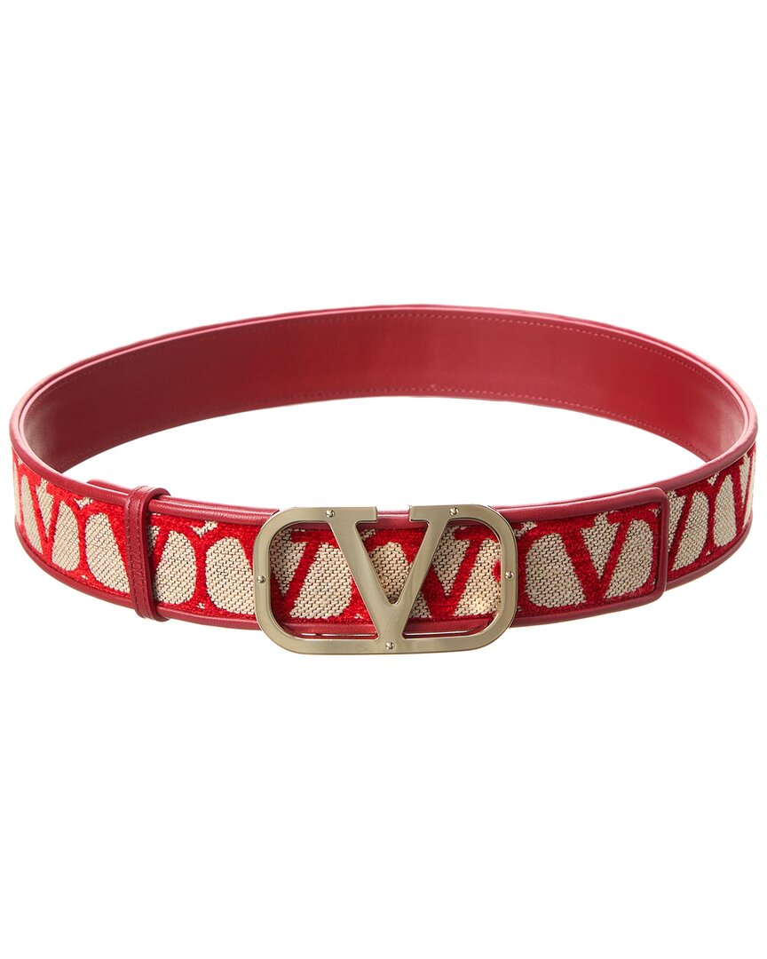 Valentino Garavani Valentino Vlogo 40mm Toile Iconographe Canvas & Leather Belt In Red