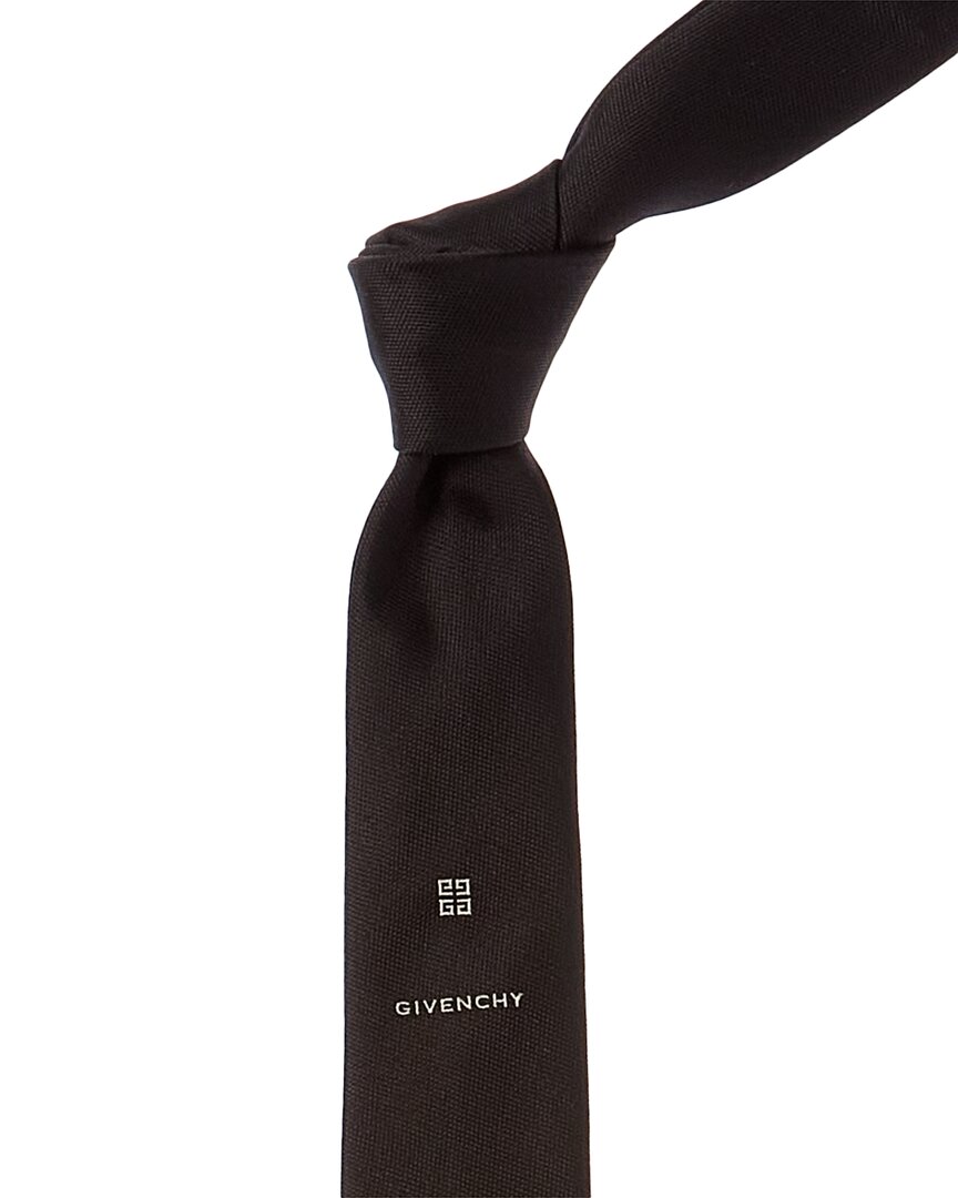 Shop Givenchy Black/chalk 4g Jacquard Silk Tie