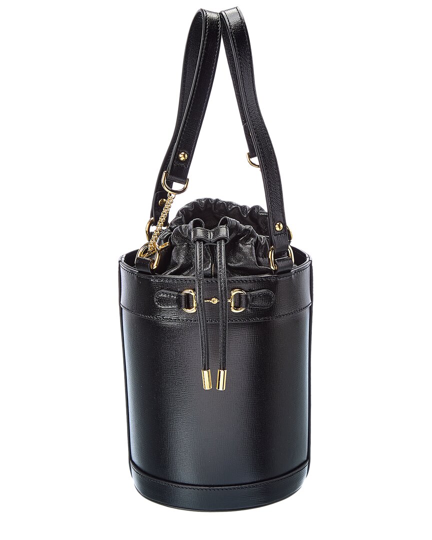 Shop Gucci Horsebit 1955 Small Leather Bucket Bag In Black