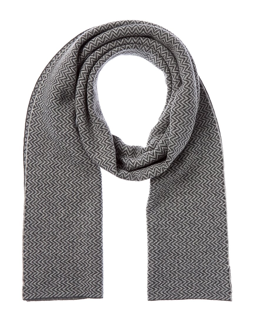 Portolano Jacquard Wool & Cashmere-blend Scarf In Gray