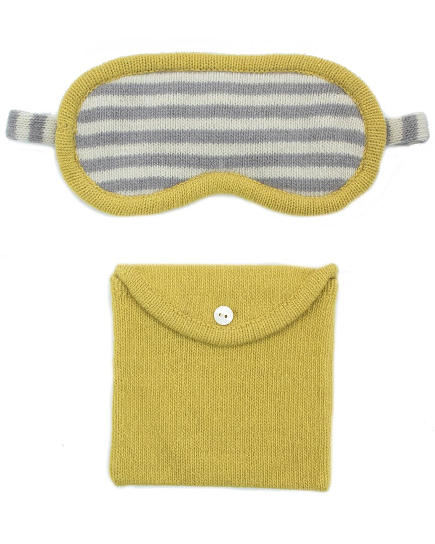 Portolano Cashmere Striped Eyemasks With Pouch In Yellow