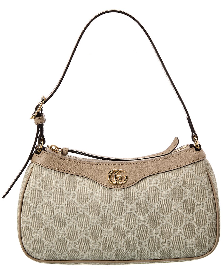 Gucci Ophidia Small Gg Supreme Canvas & Leather Hobo Bag In White