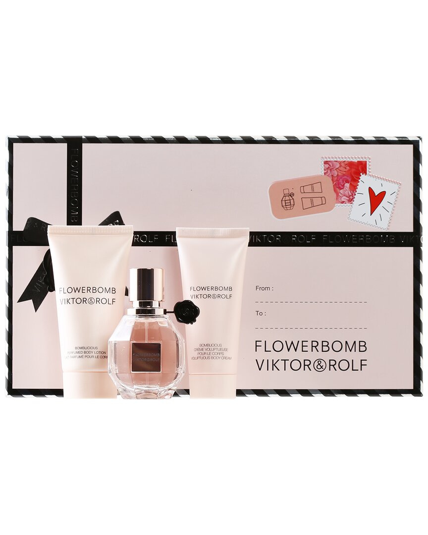 Viktor & Rolf Flowerbomb 3 Pc Perfume Gift Set Womens
