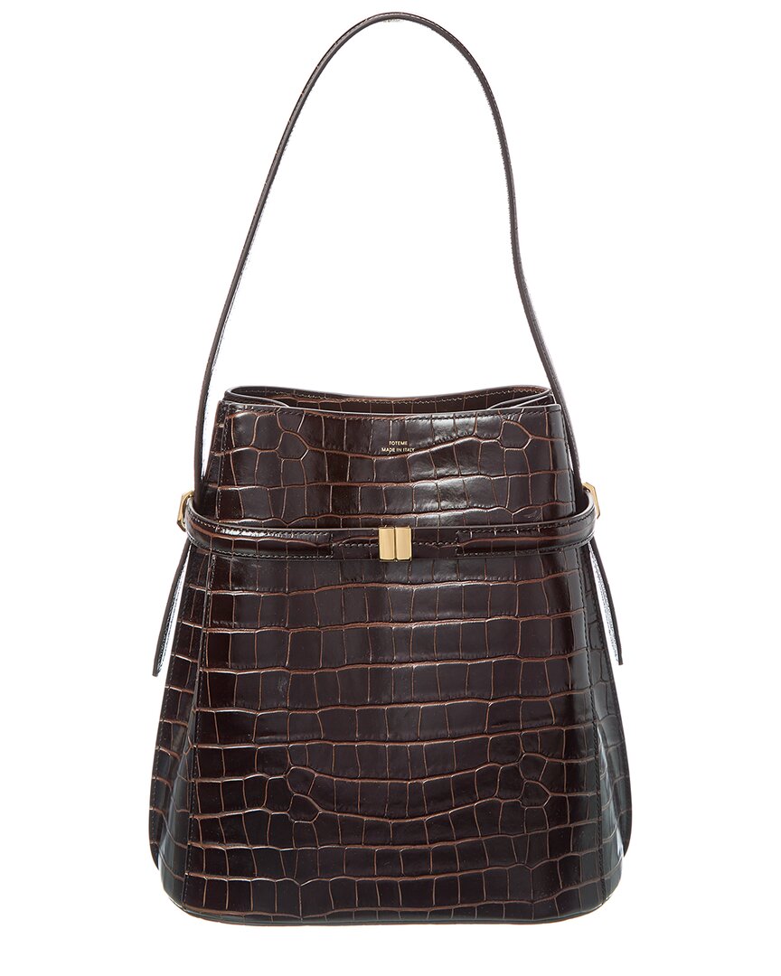 TOTEME Croc-Embossed Leather Bucket Bag