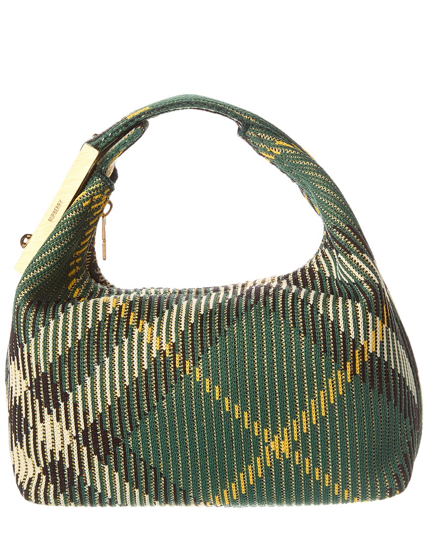 Shop Burberry Peg Medium Check Shoulder Bag In Green