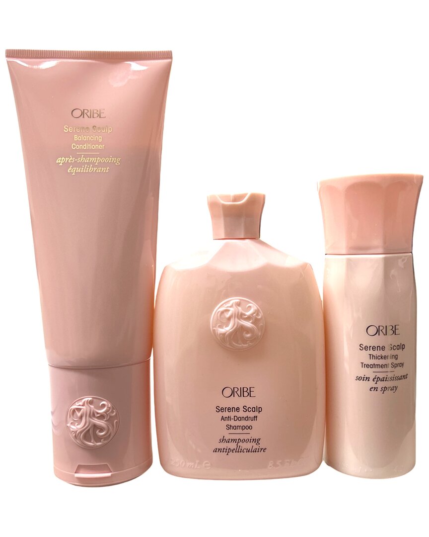 Oribe Serene Scalp Anti-dandruff Shampoo, Conditioner & Thickening Treatment  Spray Trio