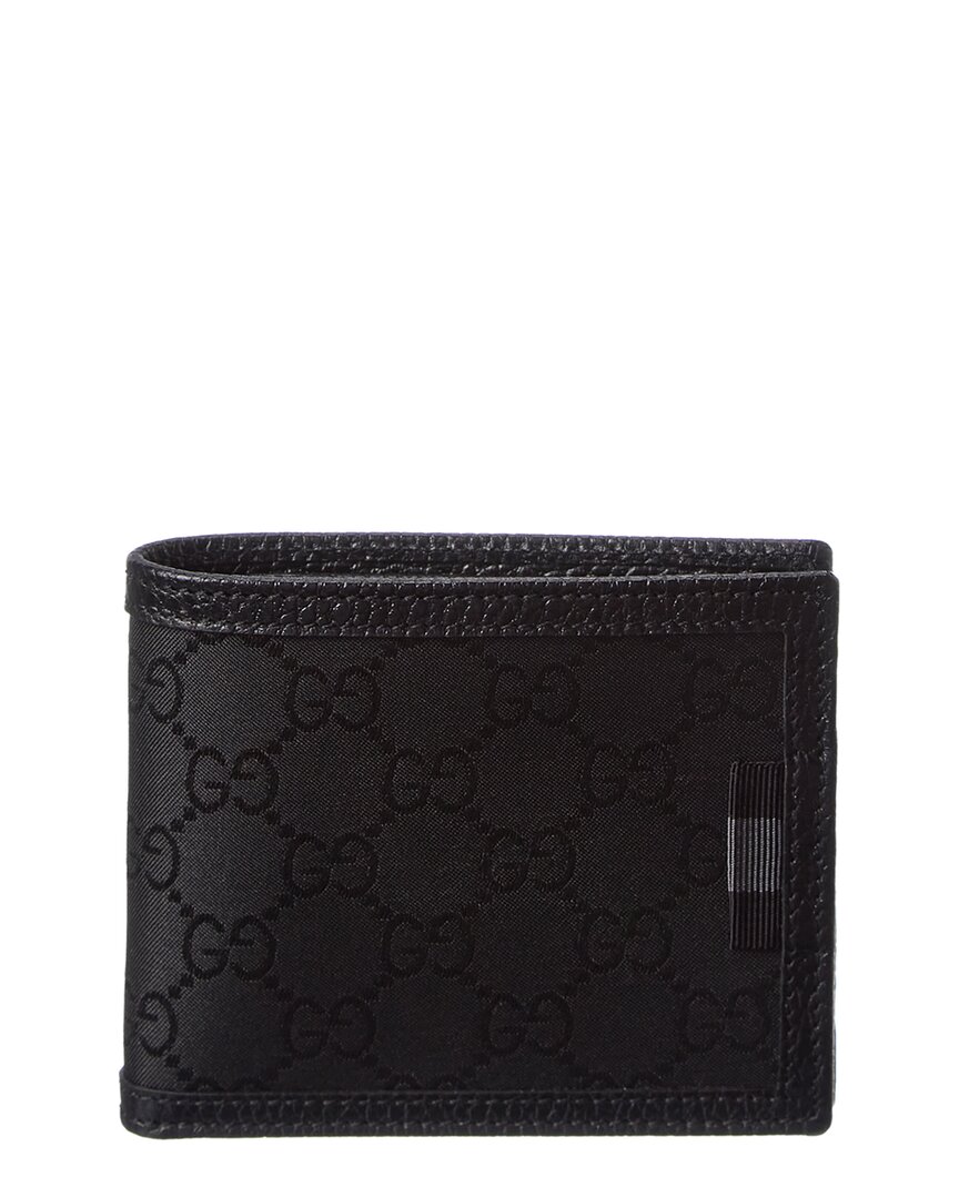 Gucci Gg Canvas & Leather Bifold Wallet In Black