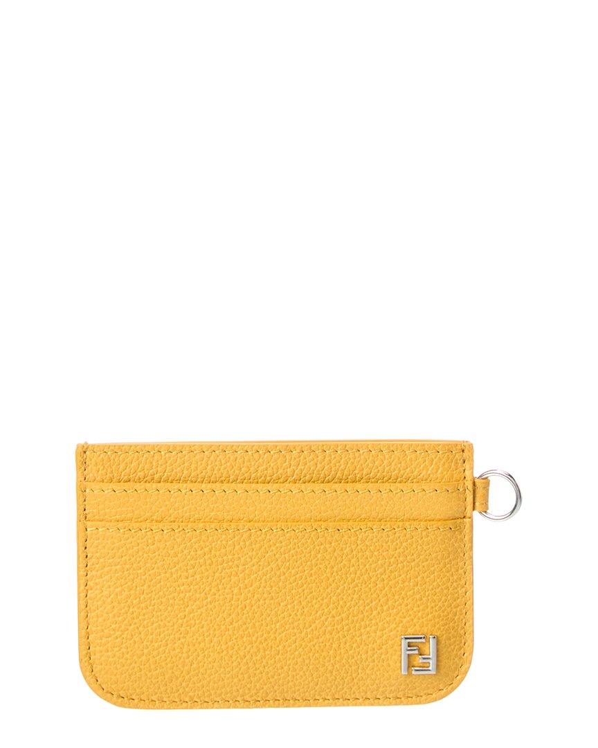 Fendi Ff Leather Card Case In Yellow