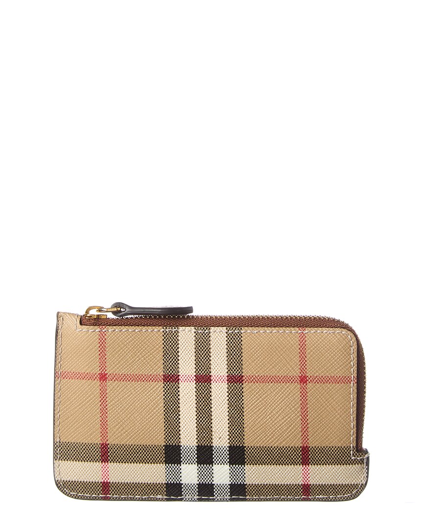 BURBERRY BURBERRY VINTAGE CHECK E-CANVAS & LEATHER CARD CASE
