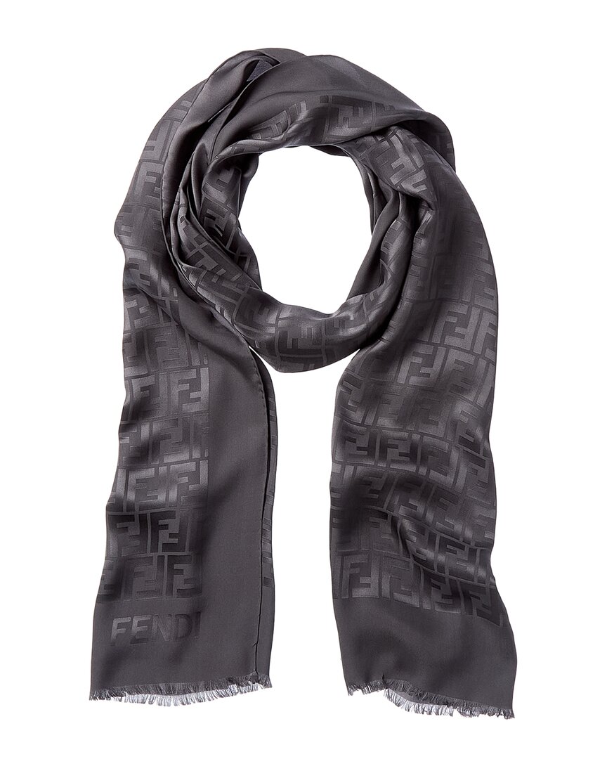 Fendi Silk Stole In Gray