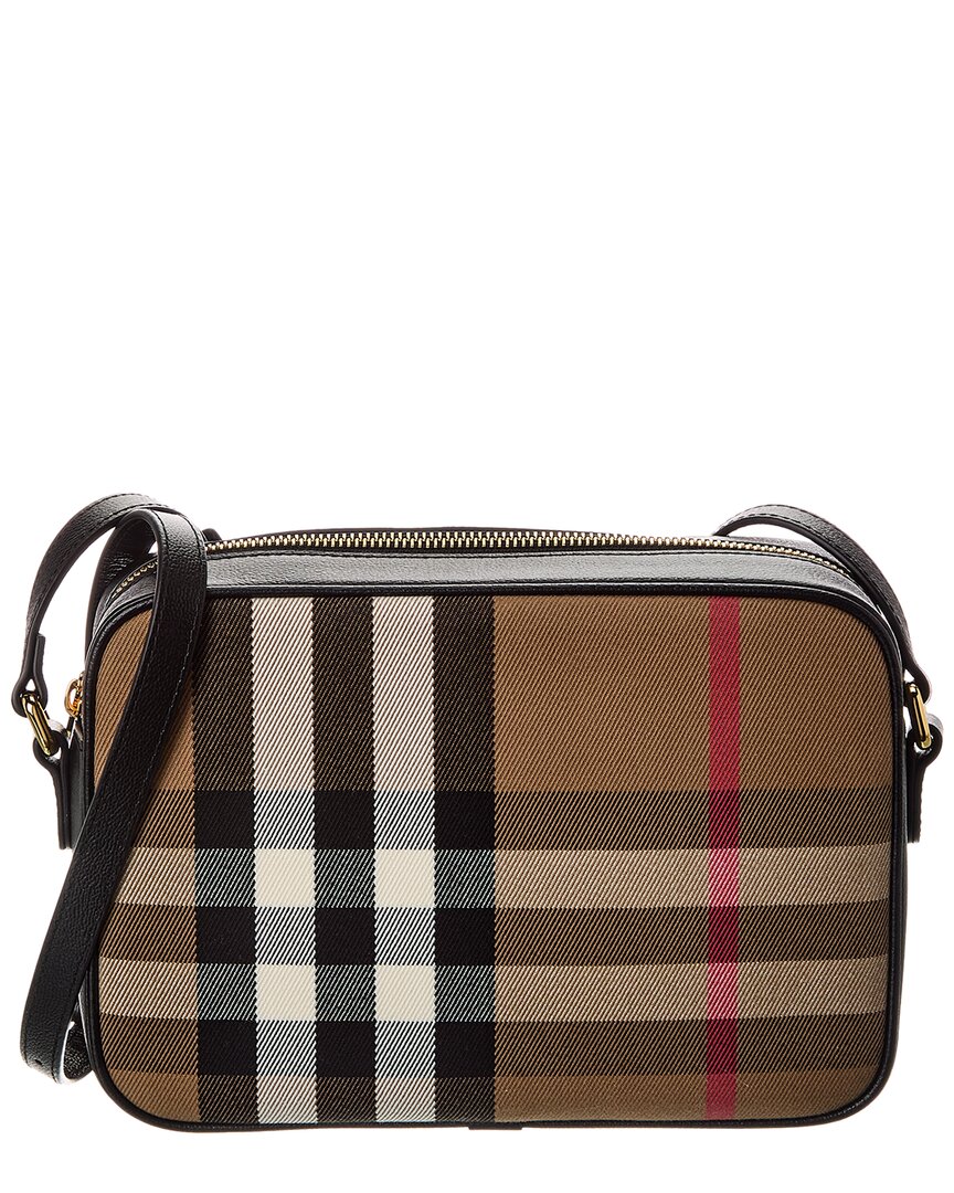 Burberry Check Canvas & Leather Camera Bag In Multi