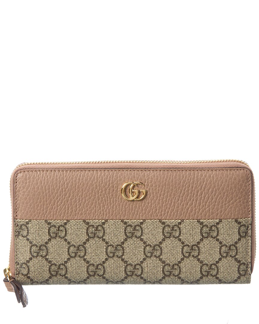 GG Marmont zip around wallet in light pink leather and Supreme