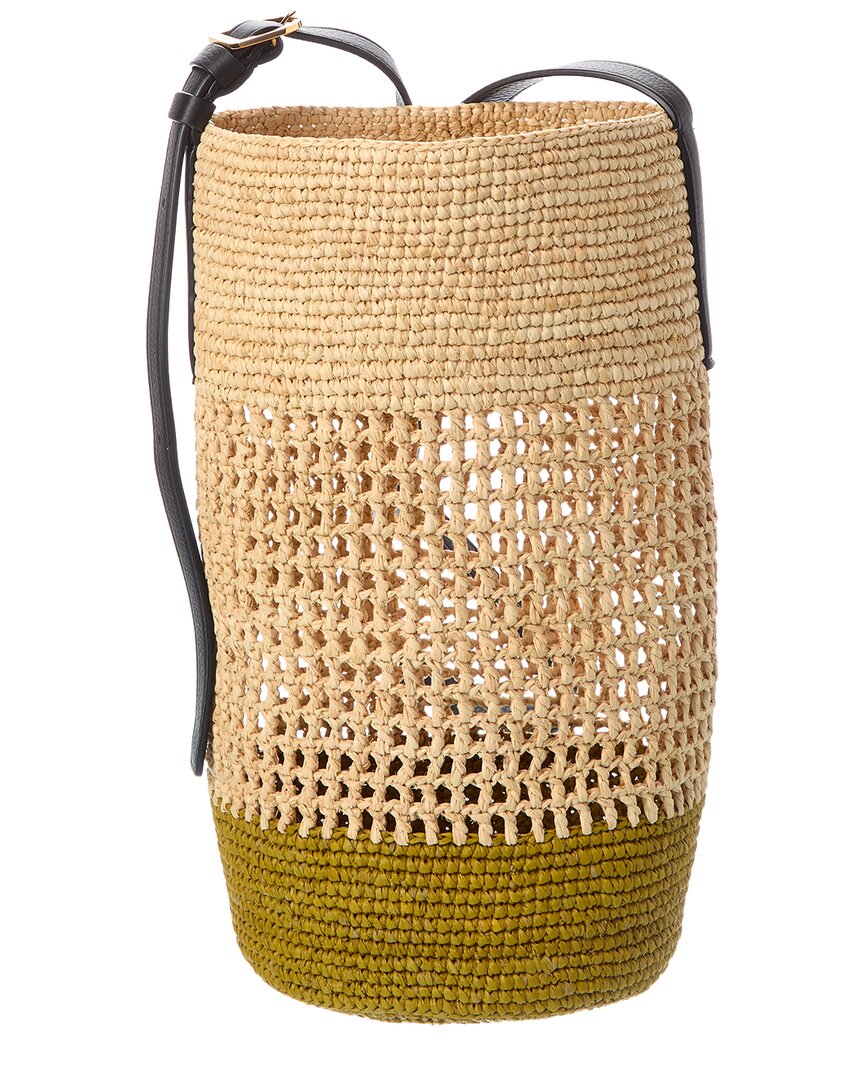 KHAITE Billie Small Raffia & Leather Bucket Bag