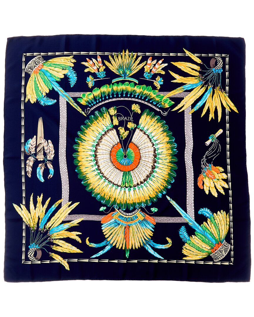 Hermes Hermès Brazil Laurence Bourthoumieux Silk Scarf (authentic Pre-loved) In Black