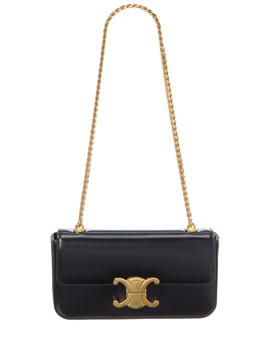 Celine Claude Leather Chain Shoulder Bag In Black