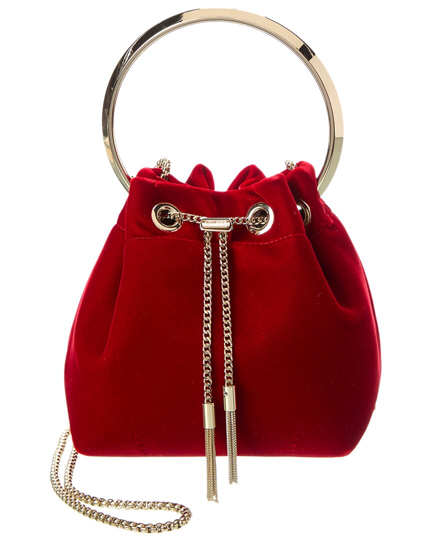 Jimmy Choo Bon Bon Velvet Drawstring Bucket Bag In Red ModeSens